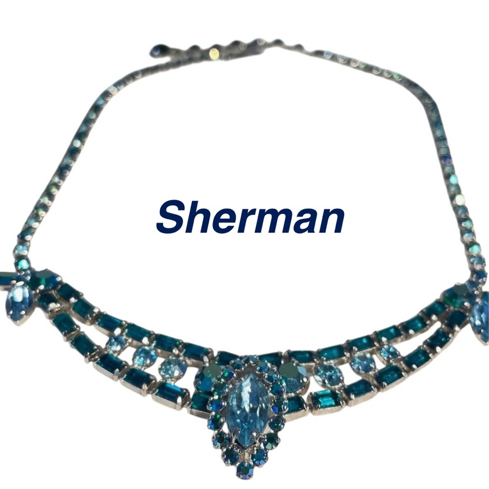 Sherman Necklace - Blue Aurora Borealis- 3 Shades of Blue - Made in Canada